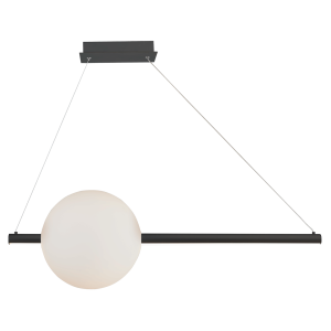 Linear Pendant with Opal Glass Orb - BL-Black