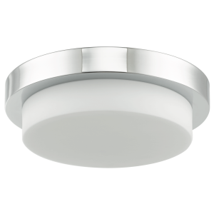 13" Stepped Opal Glass Flushmount - CH-Chrome
