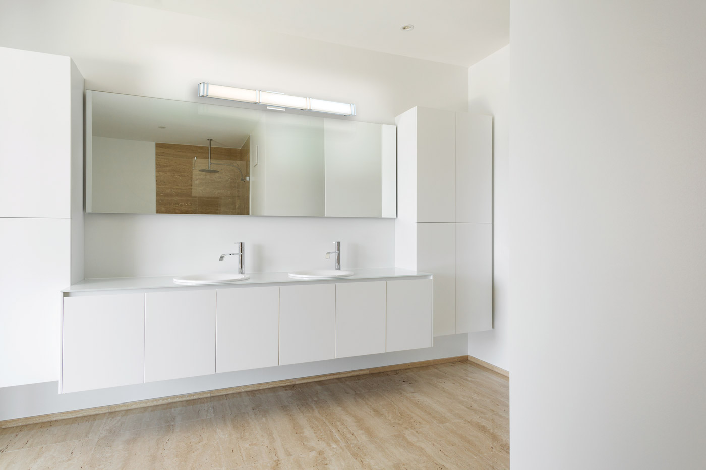 Miter Glass Vanity with Chrome Brackets - Image 6