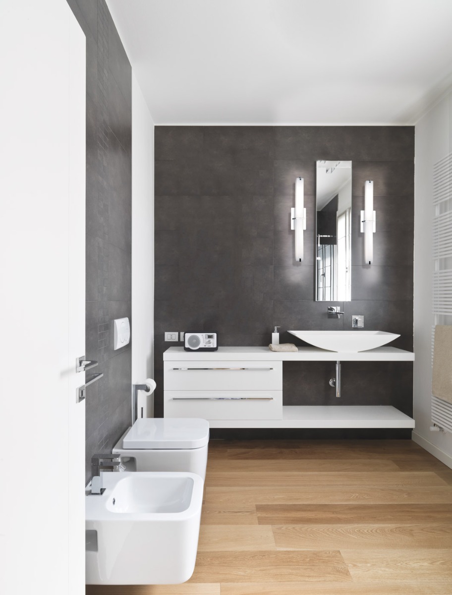 Miter Glass Vanity with Chrome Brackets - Image 3